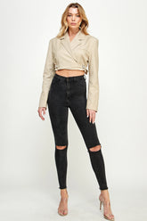 Cropped Buckle Wrap Blazer